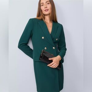 NWT Ann Taylor Forest Green Double-Breasted Blazer Dress